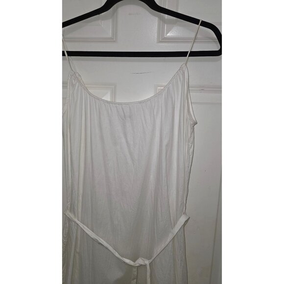 Tucker 100% Silk Ivory Spaghetti Strap Maxi Dress Adjustable Waist Tie Size L - Picture 5 of 9